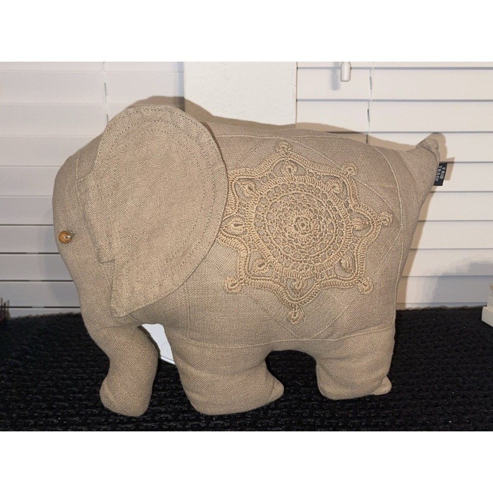 Fair‎ Trade Elephant Decorative Throw Pillow BOHO Crochet